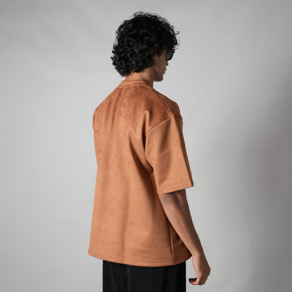 BROWN STITCH - LINE EMBROIDERED SUEDE T - SHIRT - Hophead