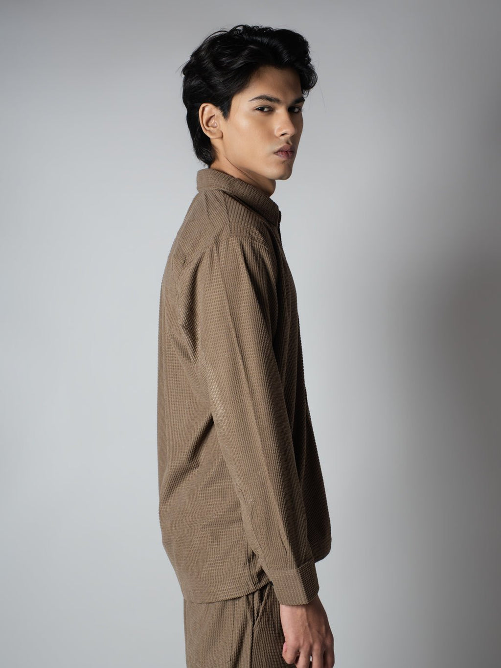 Brown Waffle Button Down Shirt - Hophead