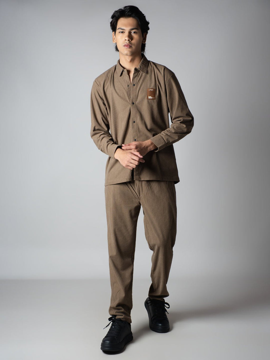 Brown Waffle Button Down Shirt - Hophead