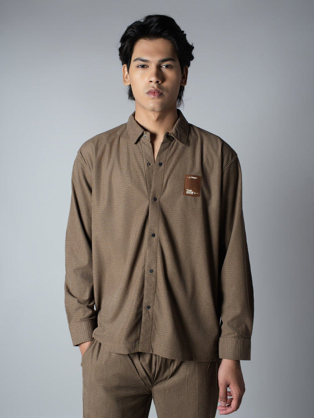 Brown Waffle Button Down Shirt - Hophead