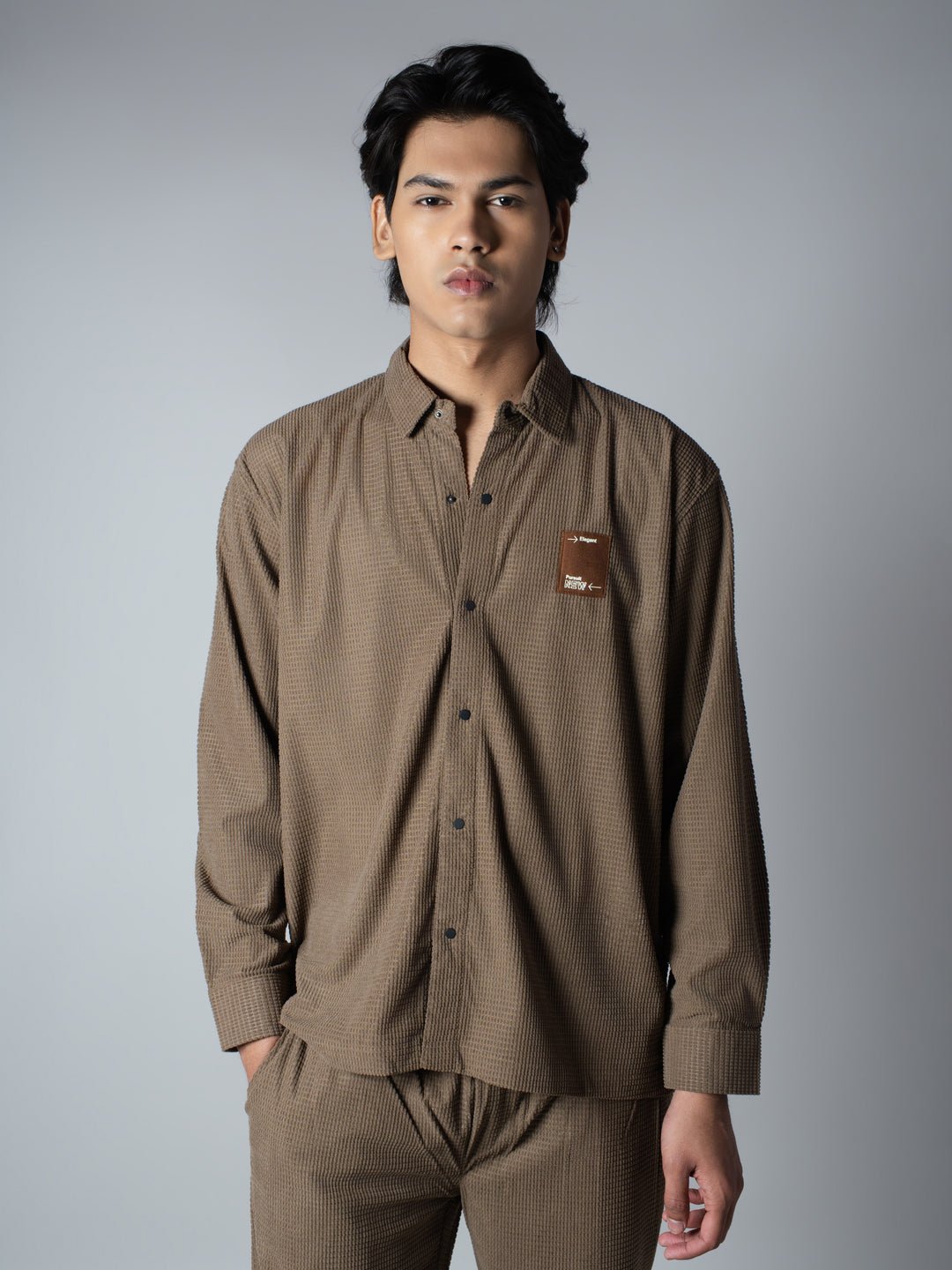 Brown Waffle Button Down Shirt - Hophead