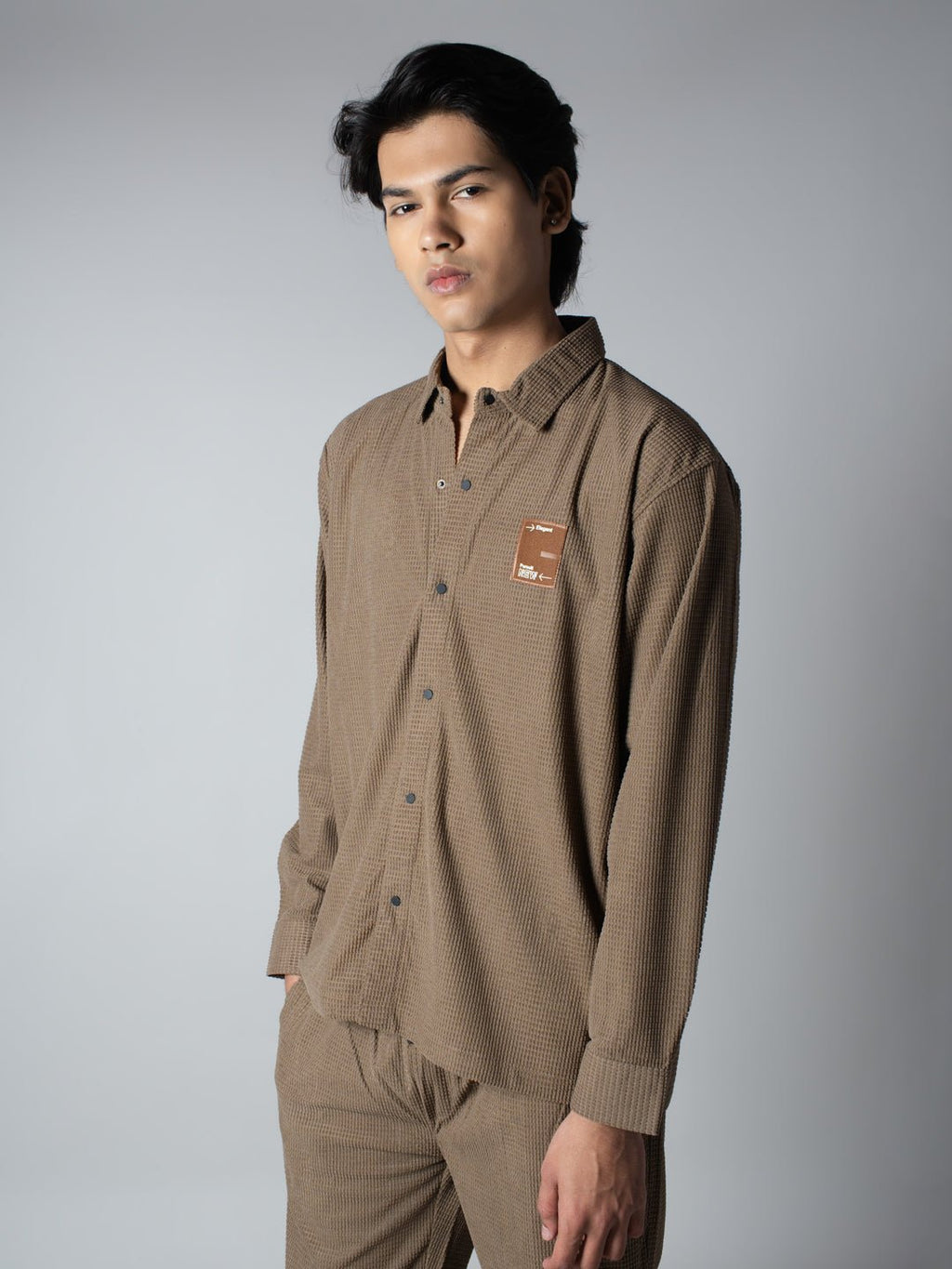 Brown Waffle Button Down Shirt - Hophead