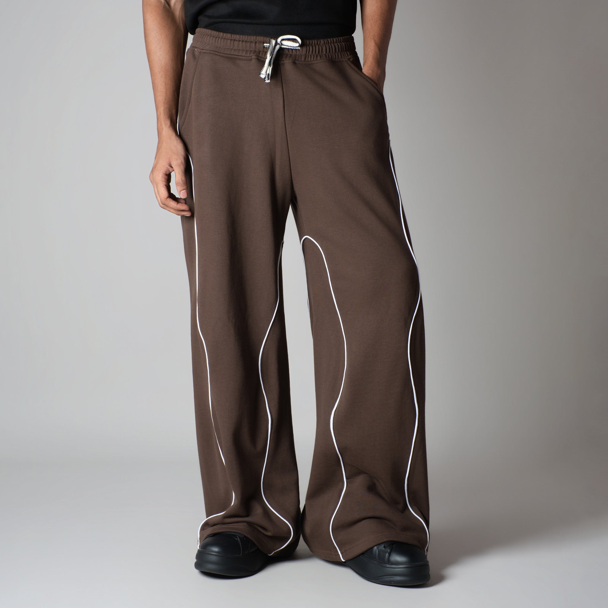 BROWN WAVY EDGE SWEATPANT - Hophead