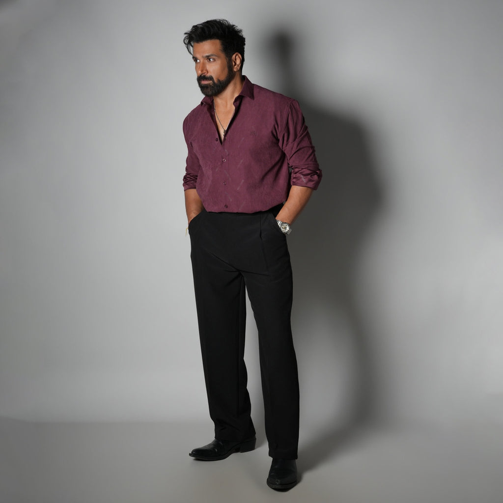 BURGUNDY SUEDE LASER LUXE SHIRT - Hophead