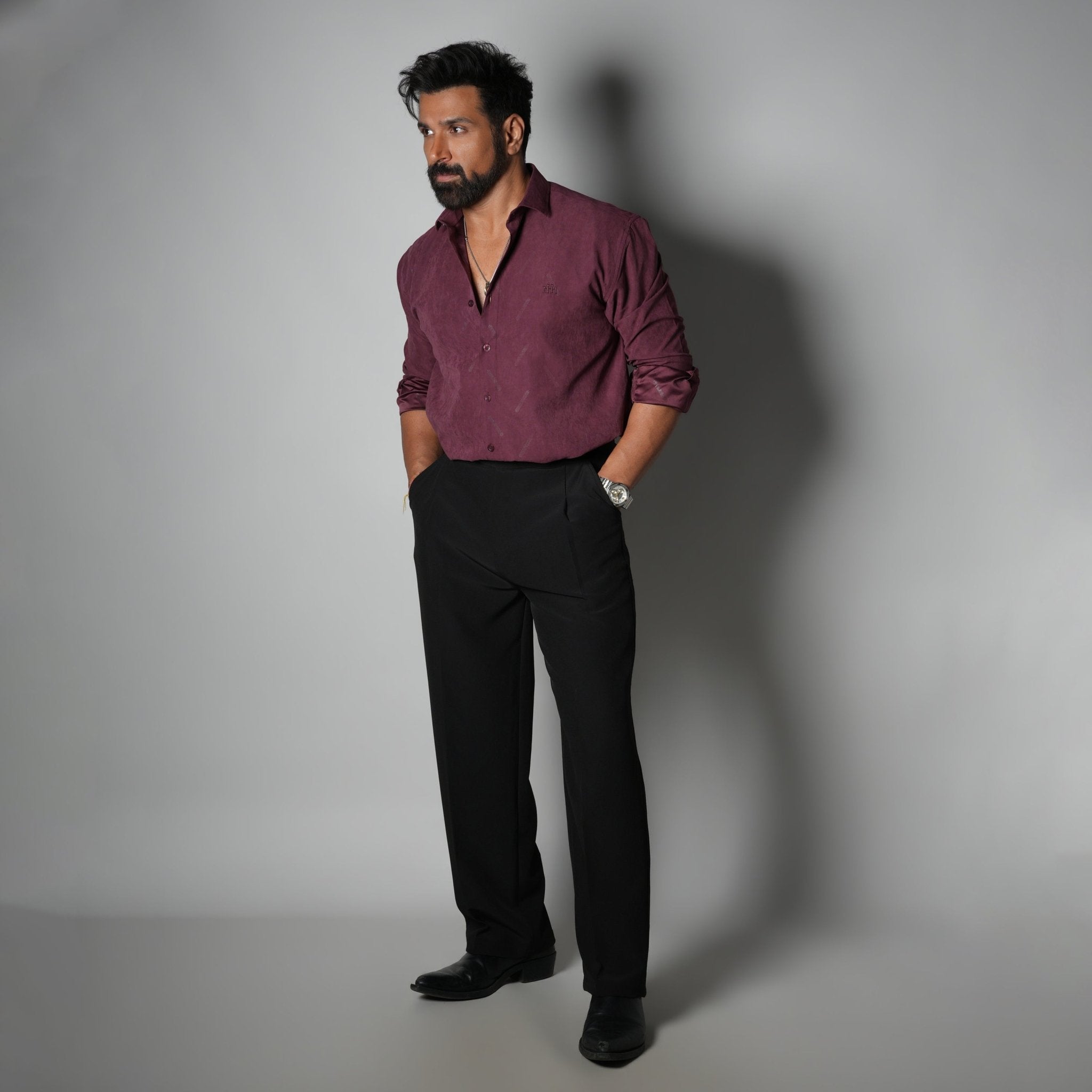 BURGUNDY SUEDE LASER LUXE SHIRT - Hophead