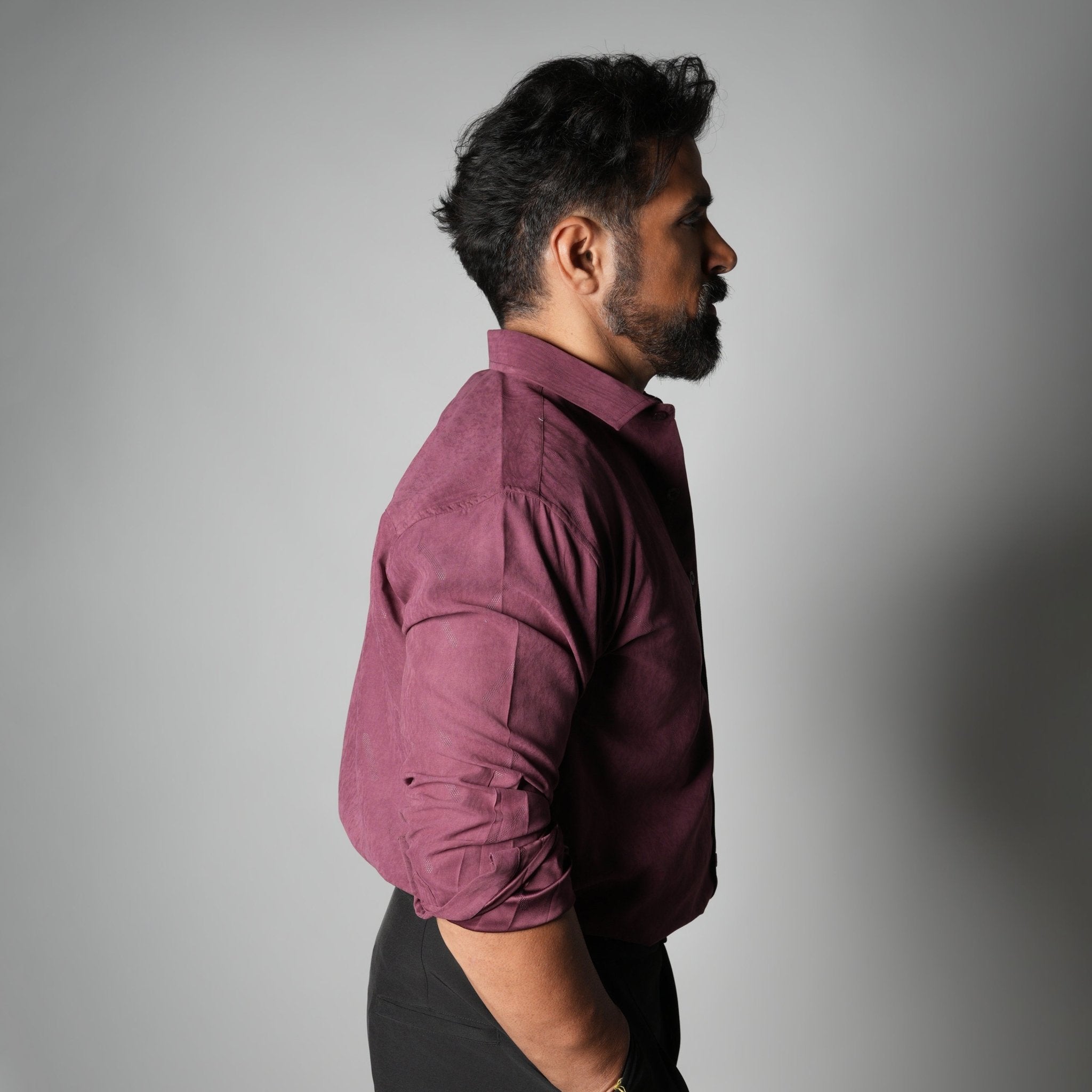 BURGUNDY SUEDE LASER LUXE SHIRT - Hophead