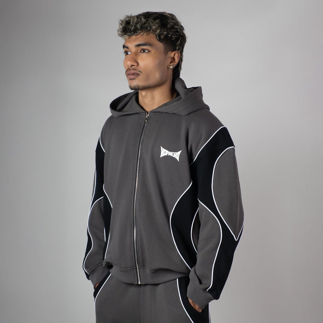 CARBON SMOKELINE HEAVY ZIPPER HOODIE - Hophead
