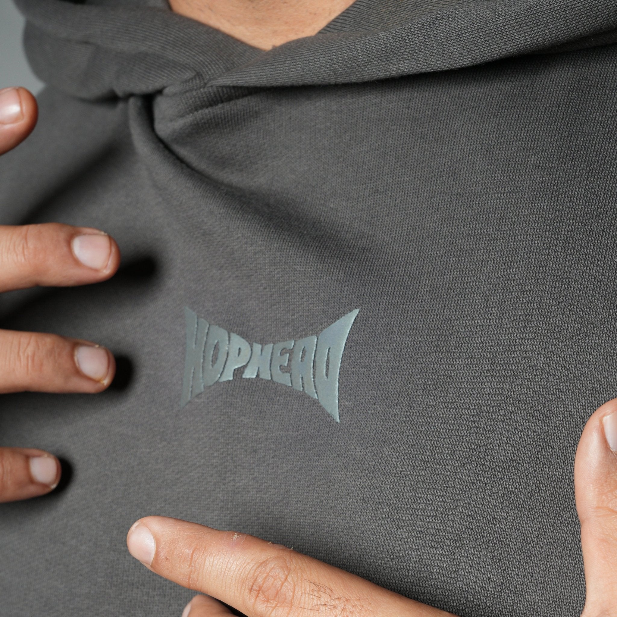 CHARCOAL AXIS SLEEVELESS HOODIE - Hophead