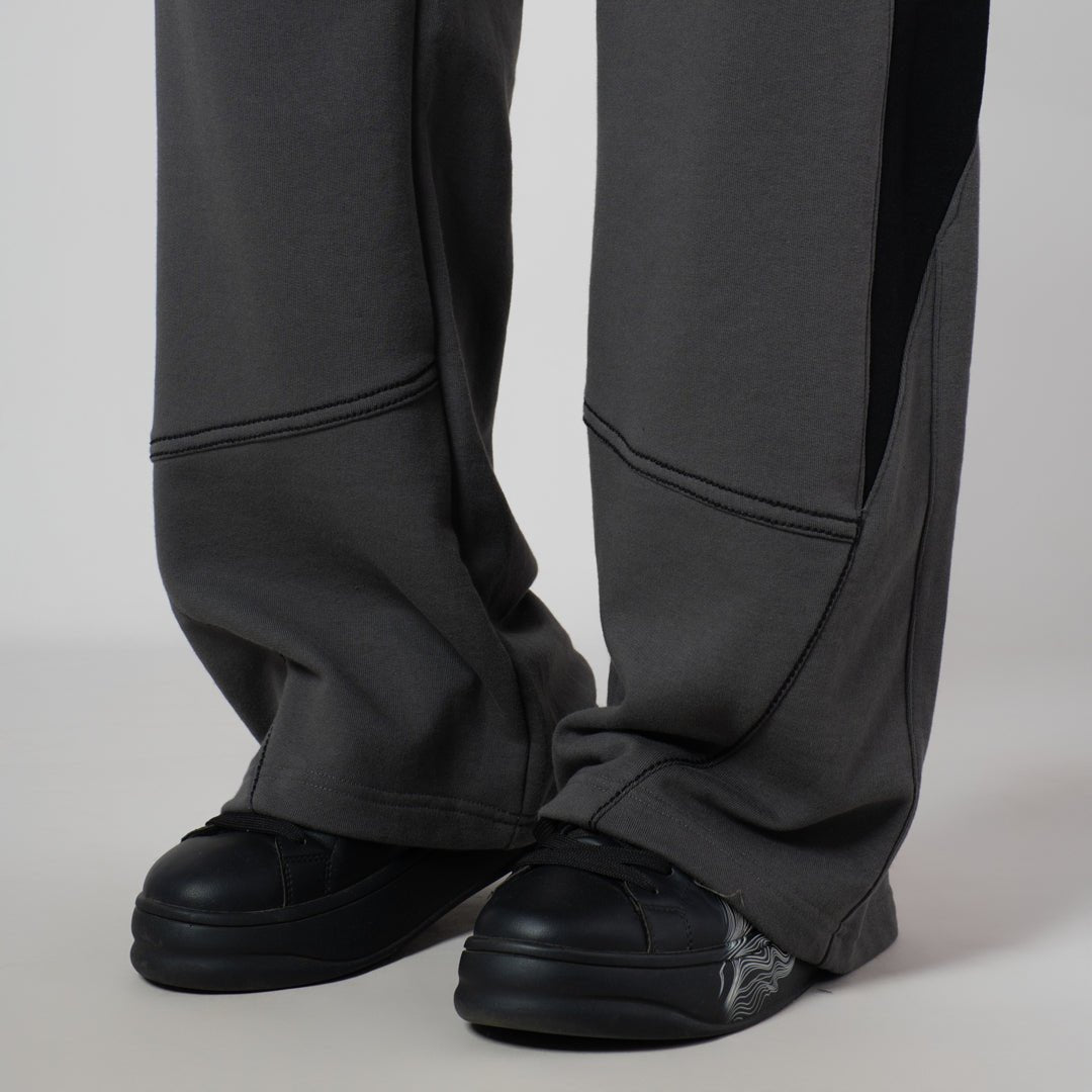 CHARCOAL & BLACK POINTED PANEL SWEATPANTS - Hophead
