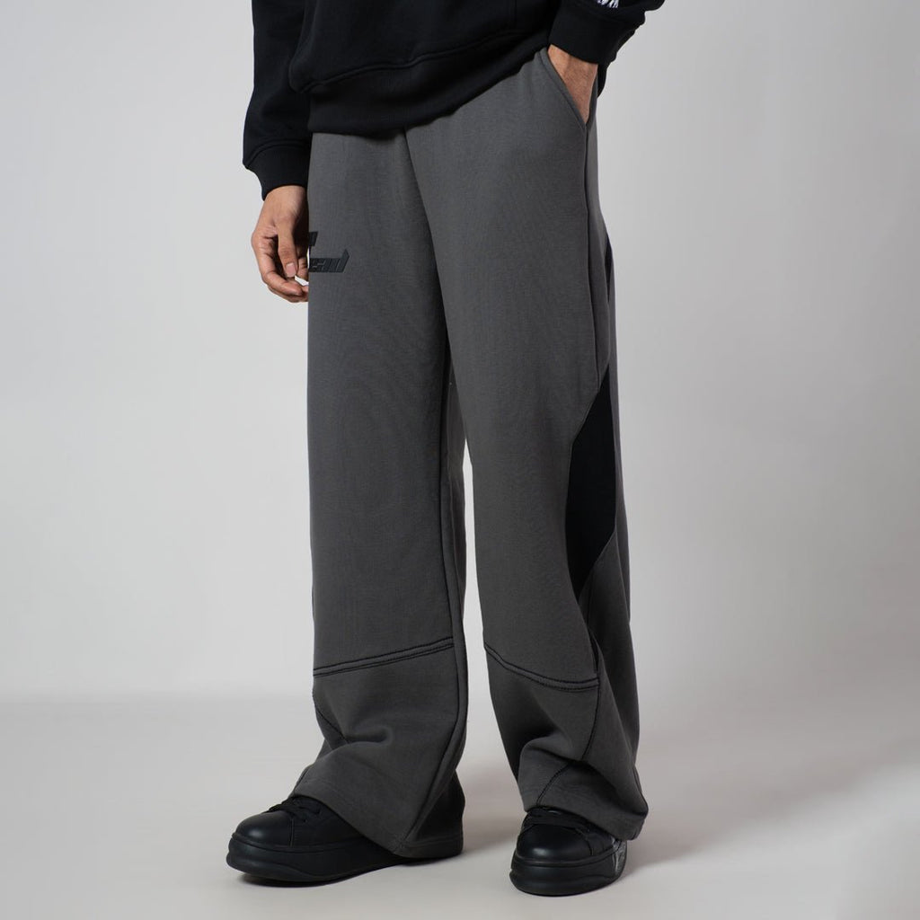 CHARCOAL & BLACK POINTED PANEL SWEATPANTS - Hophead