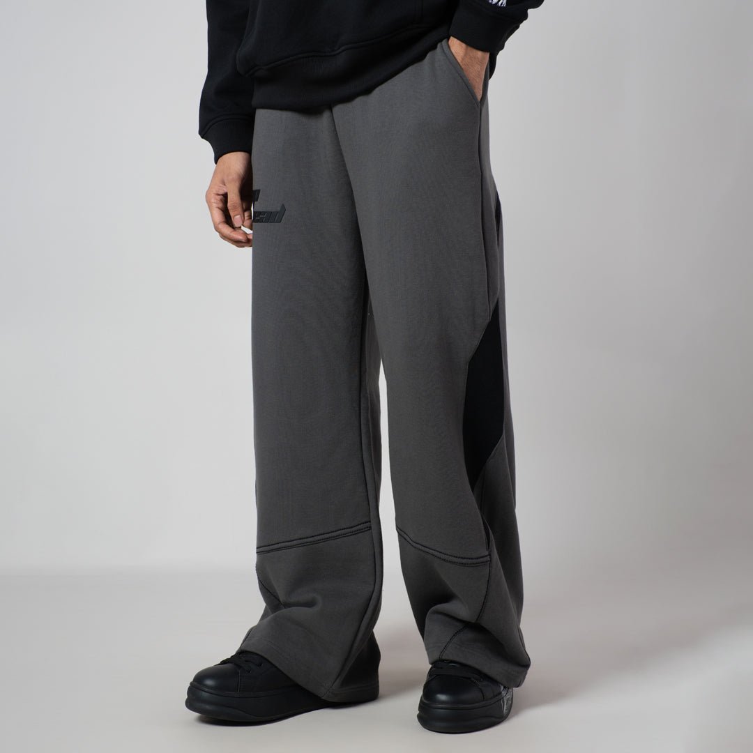 CHARCOAL & BLACK POINTED PANEL SWEATPANTS - Hophead