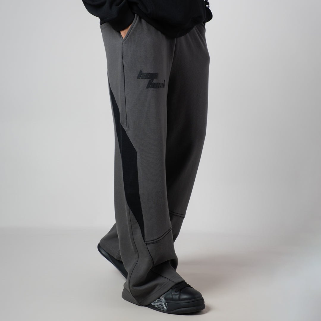CHARCOAL & BLACK POINTED PANEL SWEATPANTS - Hophead