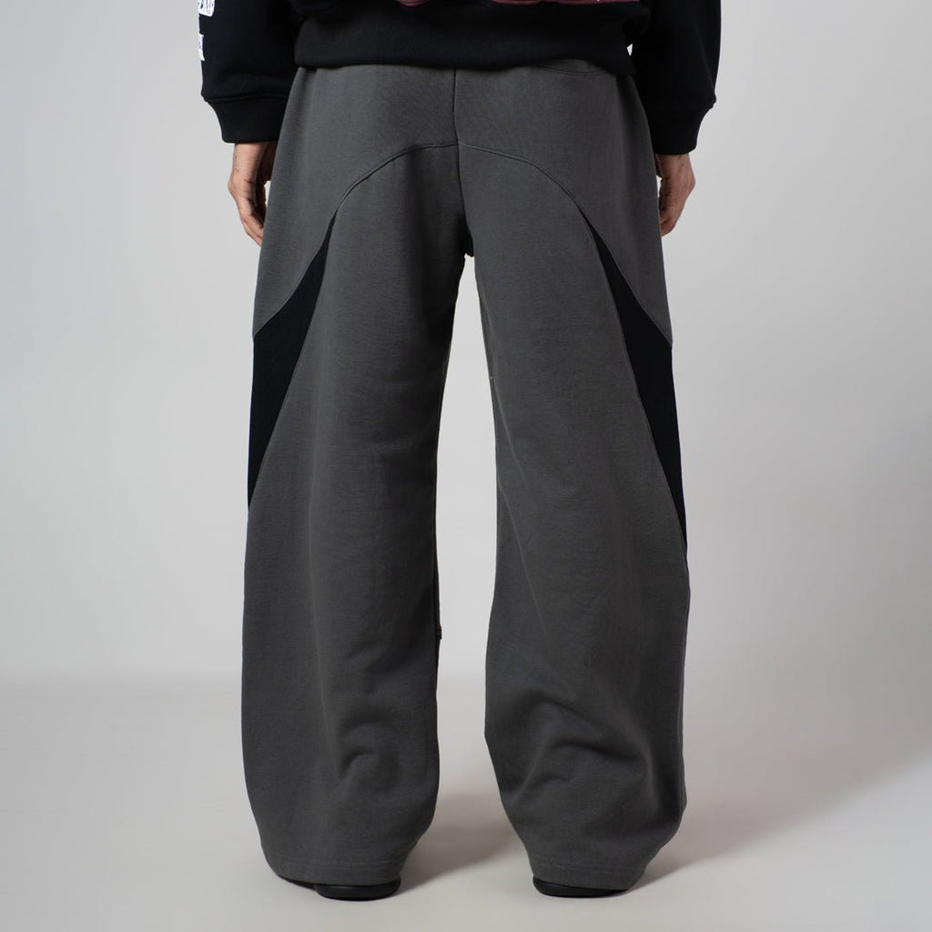CHARCOAL & BLACK POINTED PANEL SWEATPANTS - Hophead