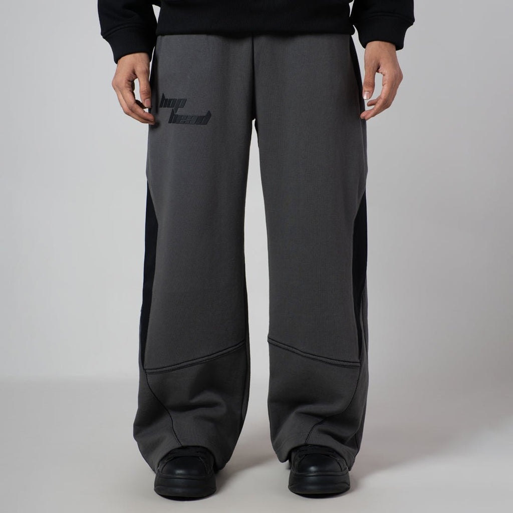 CHARCOAL & BLACK POINTED PANEL SWEATPANTS - Hophead
