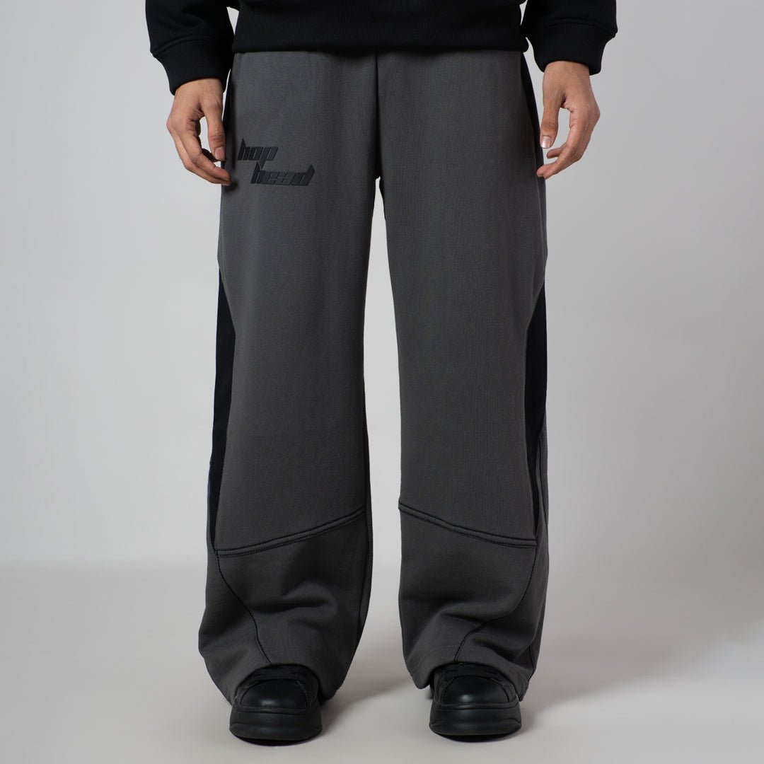 CHARCOAL & BLACK POINTED PANEL SWEATPANTS - Hophead