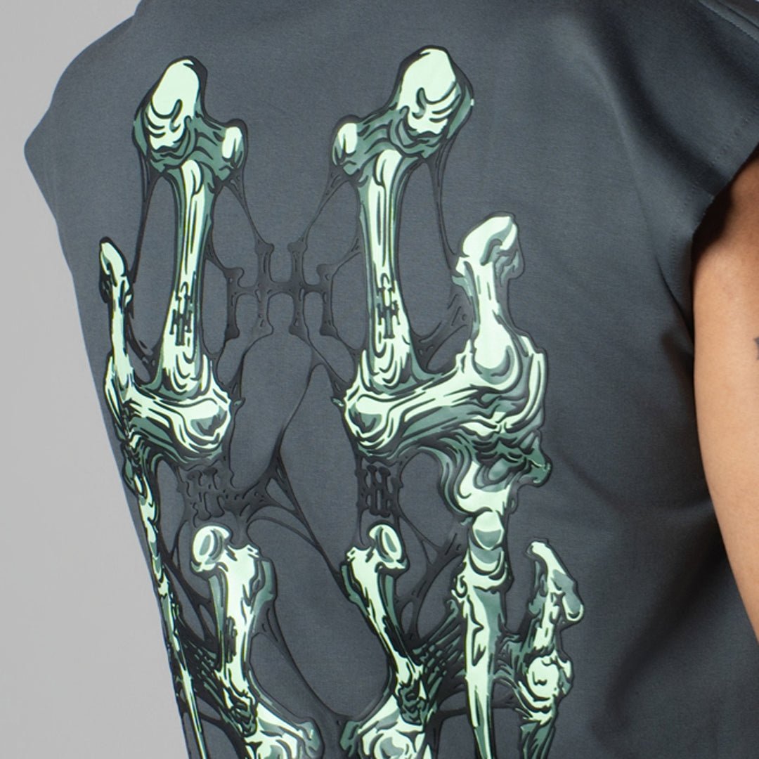 CHARCOAL BONE GRAPHIC SLEEVELESS T-SHIRT - Hophead