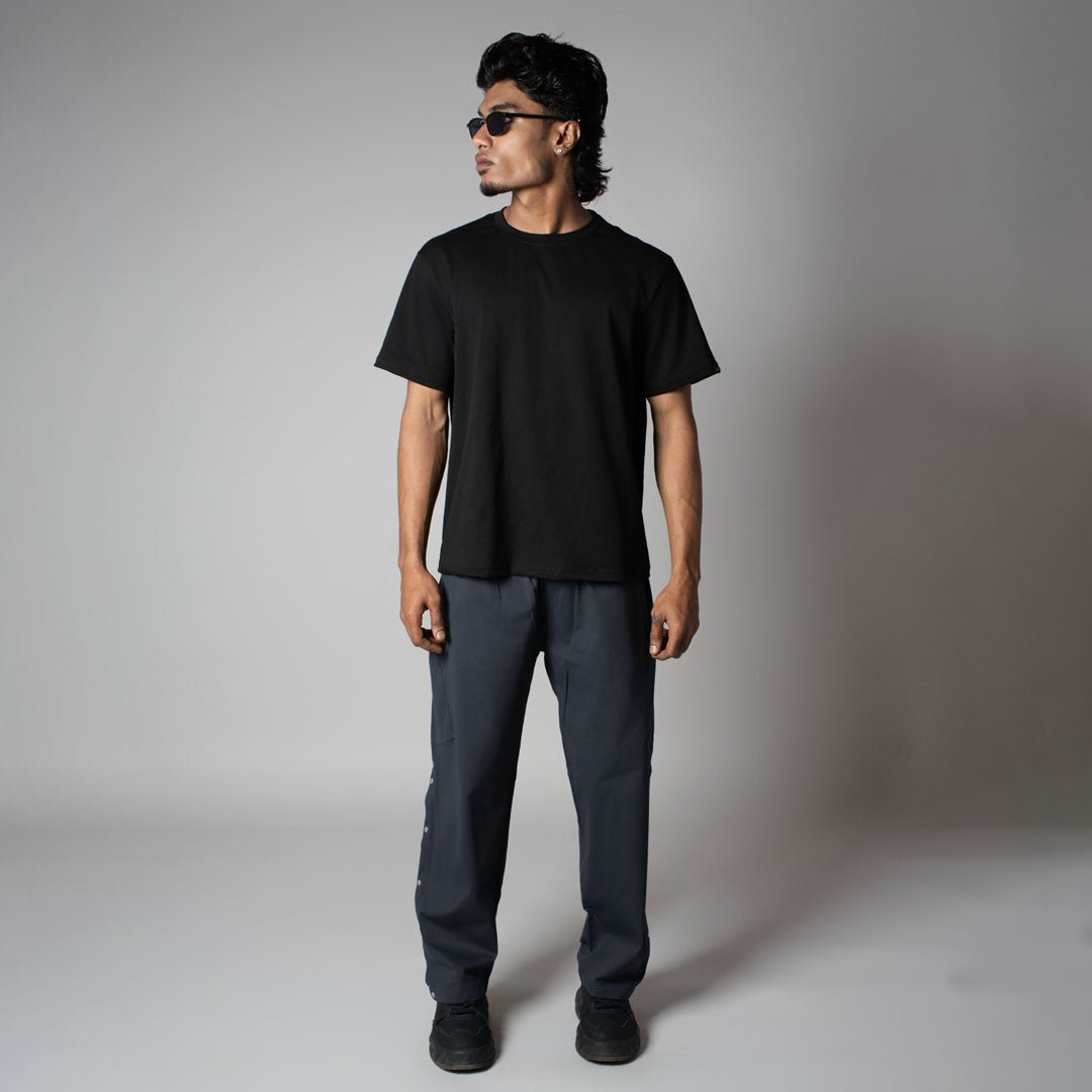 CHARCOAL BUTTON DOWN CARGO SWEATPANTS - Hophead