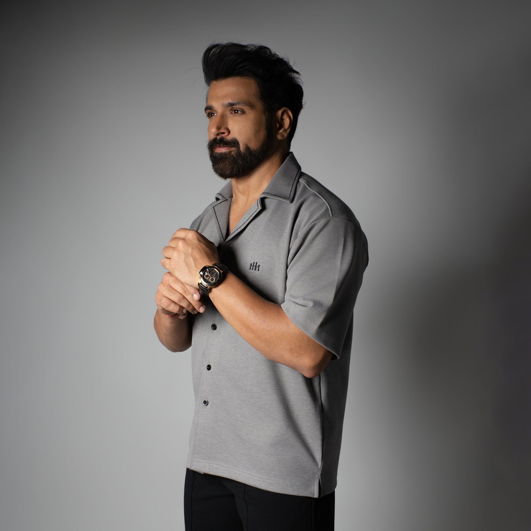 Charcoal Cuban Collar Shirt - Hophead