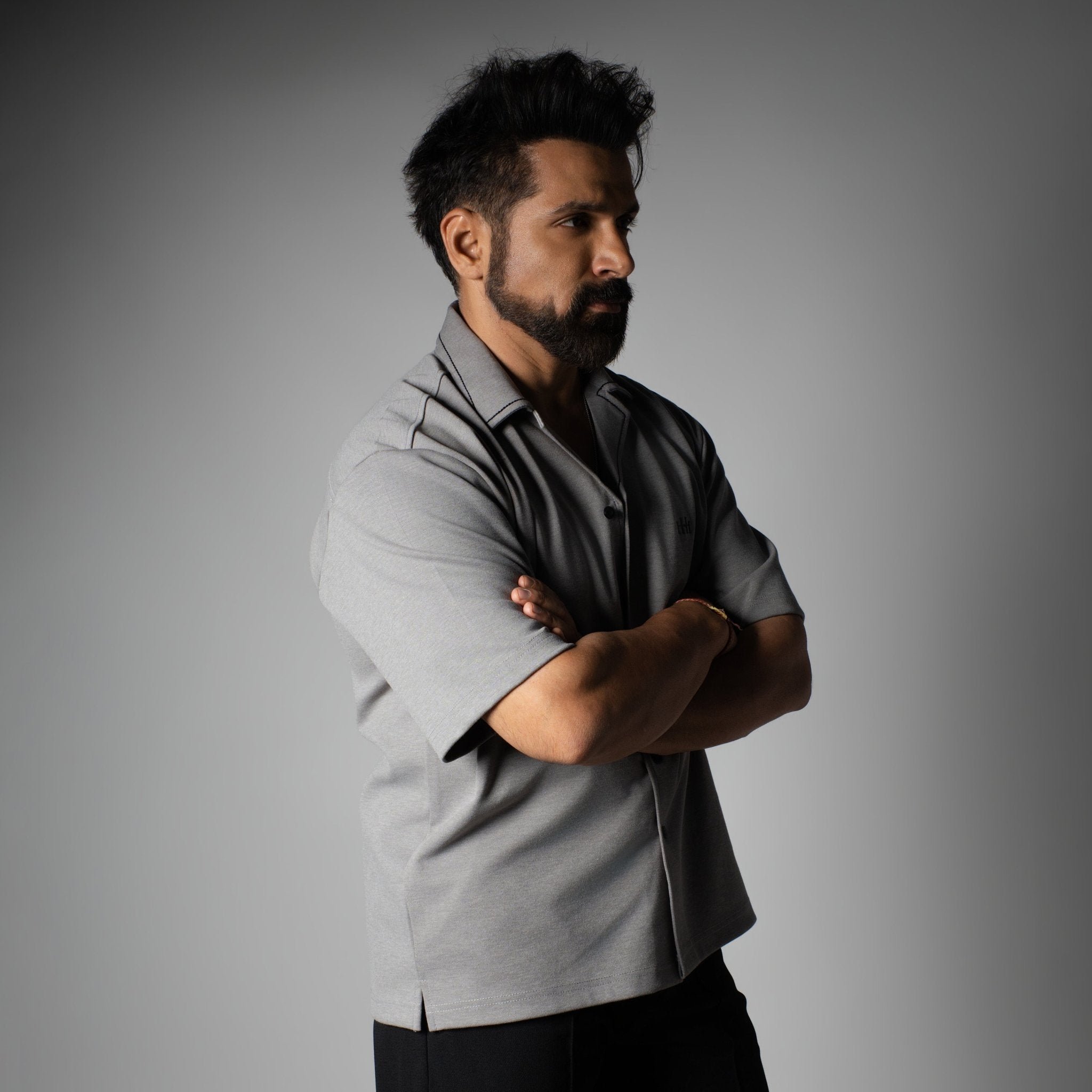 Charcoal Cuban Collar Shirt - Hophead