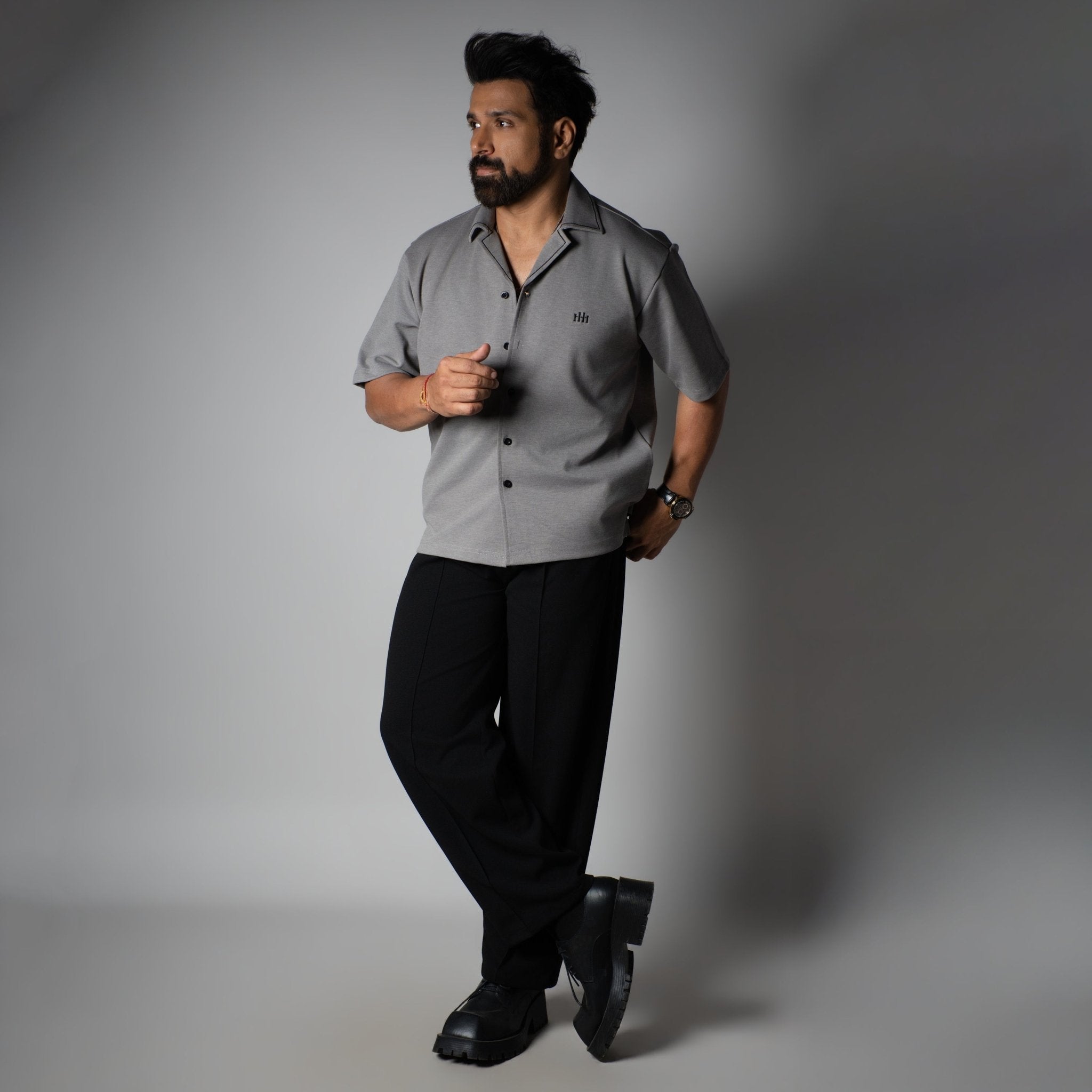 Charcoal Cuban Collar Shirt - Hophead