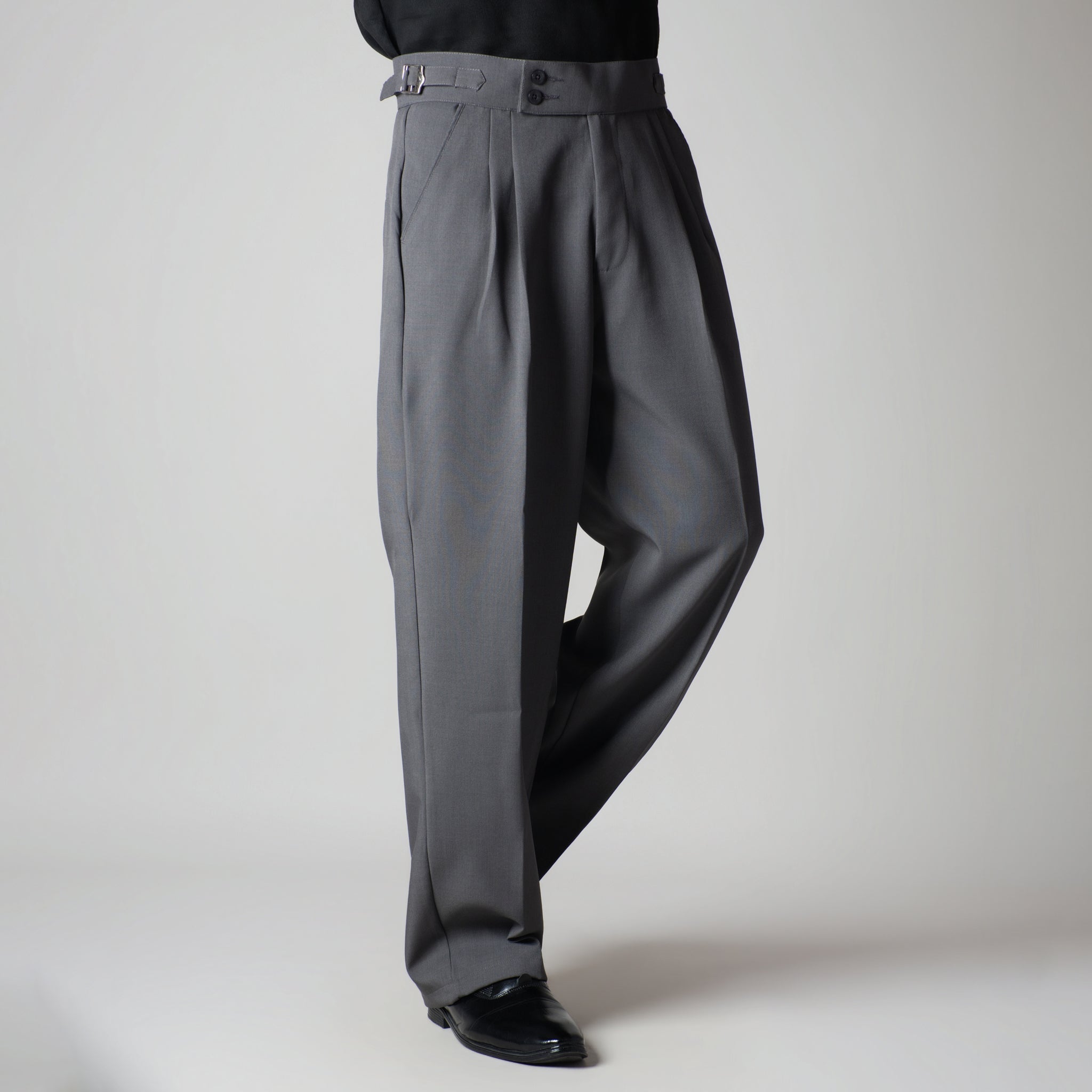 CHARCOAL DOUBLE PLEAT STRAIGHT FIT TROUSER - Hophead