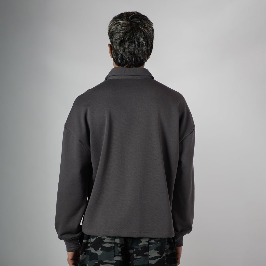 CHARCOAL HALF - ZIPUP PULLOVER POLO - Hophead