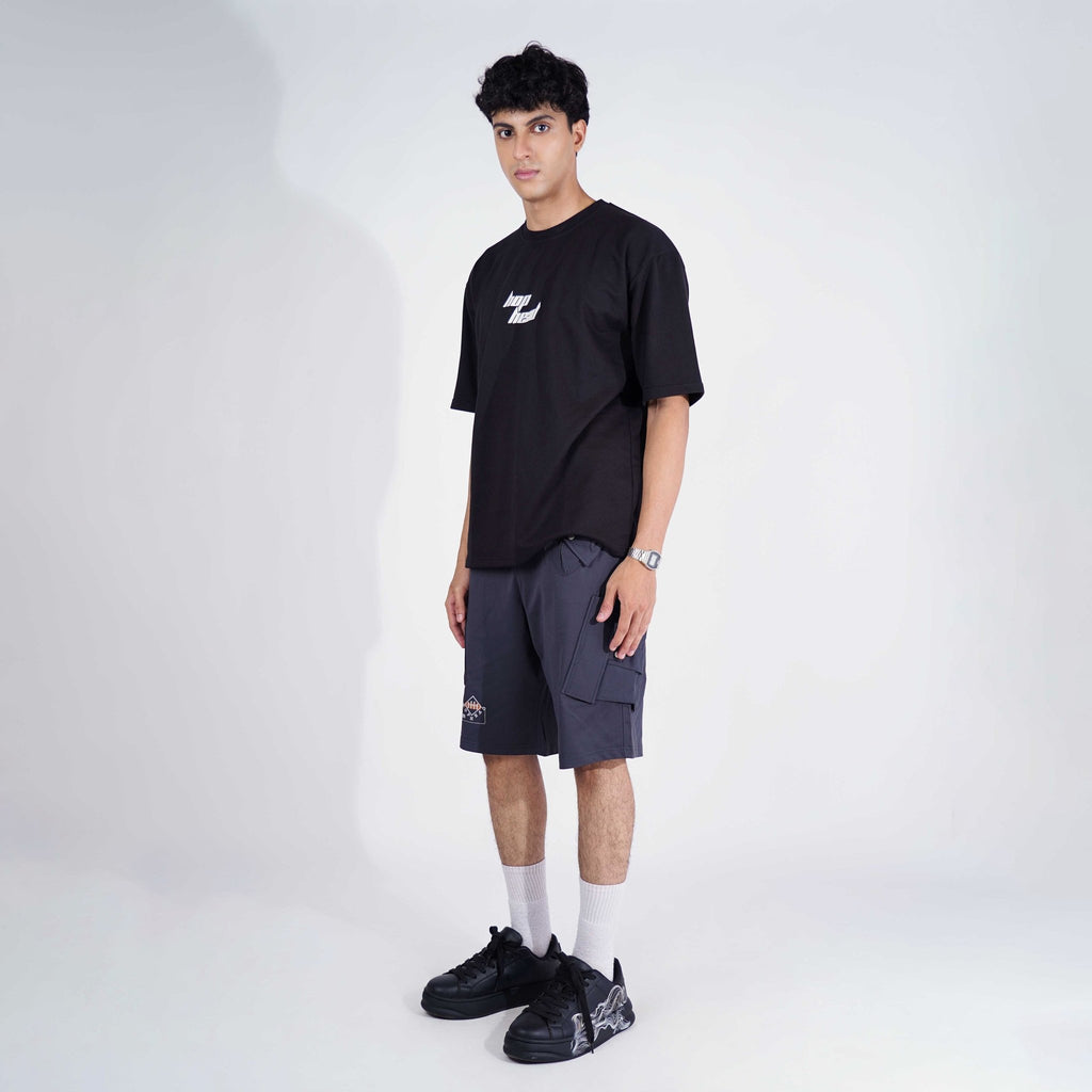CHARCOAL MULTI POCKET OVERSIZED SHORTS - Hophead