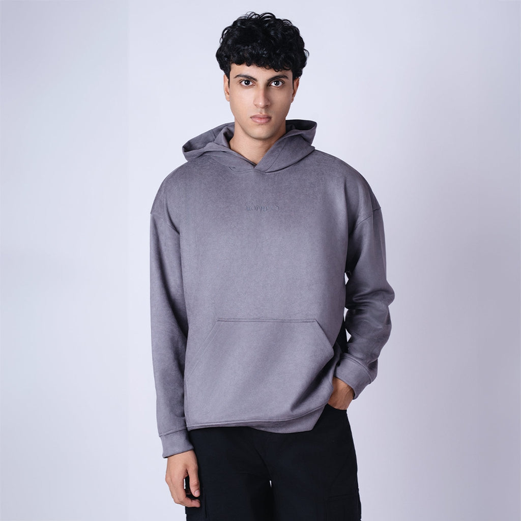 CHARCOAL OVERSIZED SUEDE HOODIE - Hophead