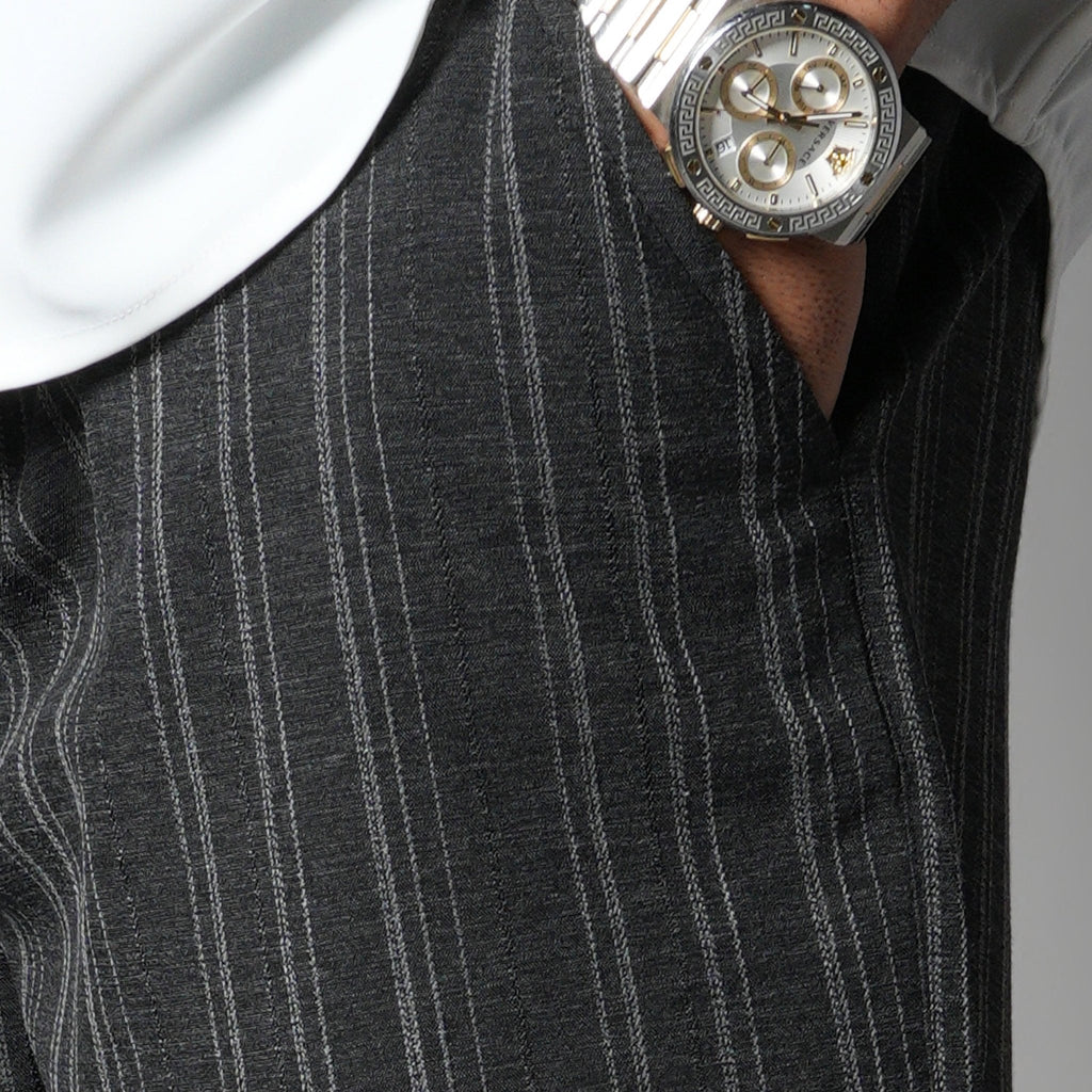 CHARCOAL PINSTRIPE SHORTS - Hophead