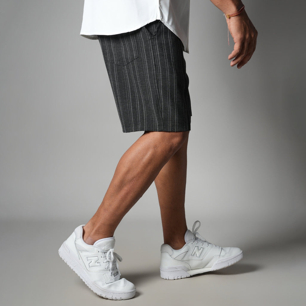 CHARCOAL PINSTRIPE SHORTS - Hophead