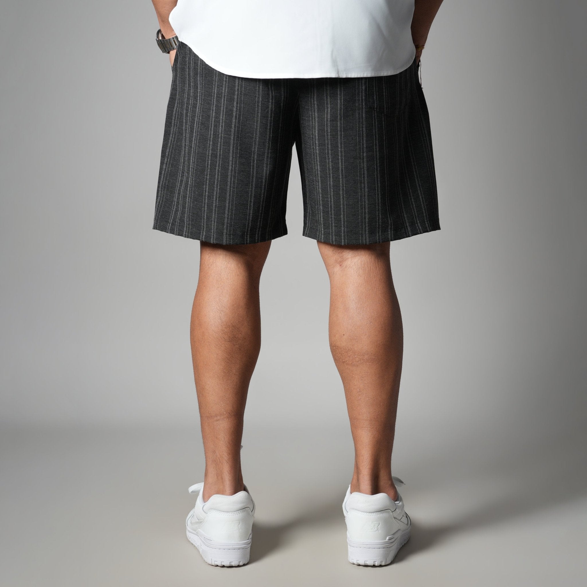 CHARCOAL PINSTRIPE SHORTS - Hophead
