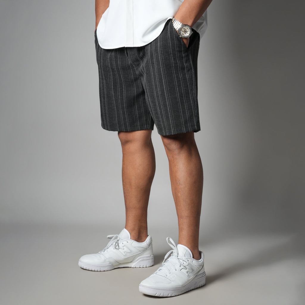 CHARCOAL PINSTRIPE SHORTS - Hophead