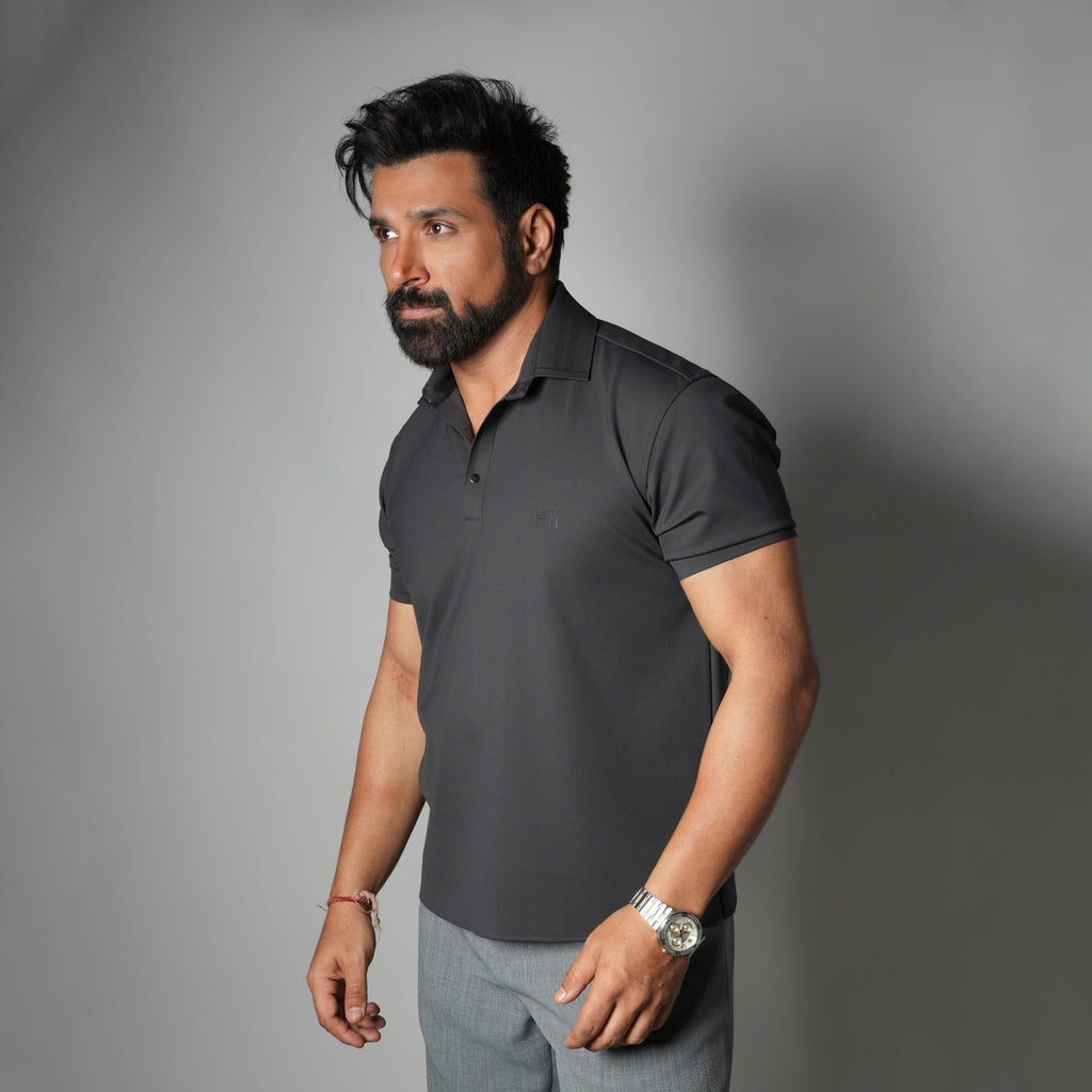 CHARCOAL SEAMLESS CORE POLO - Hophead