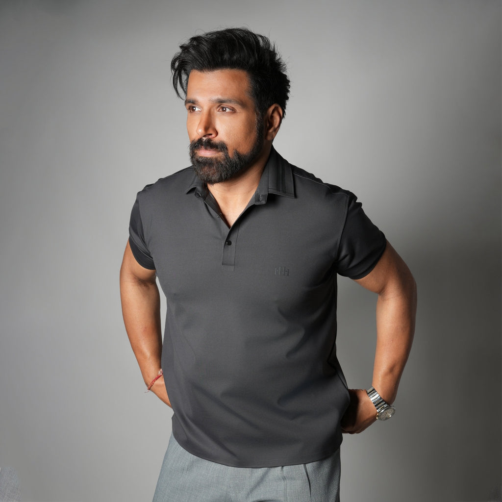 CHARCOAL SEAMLESS CORE POLO - Hophead