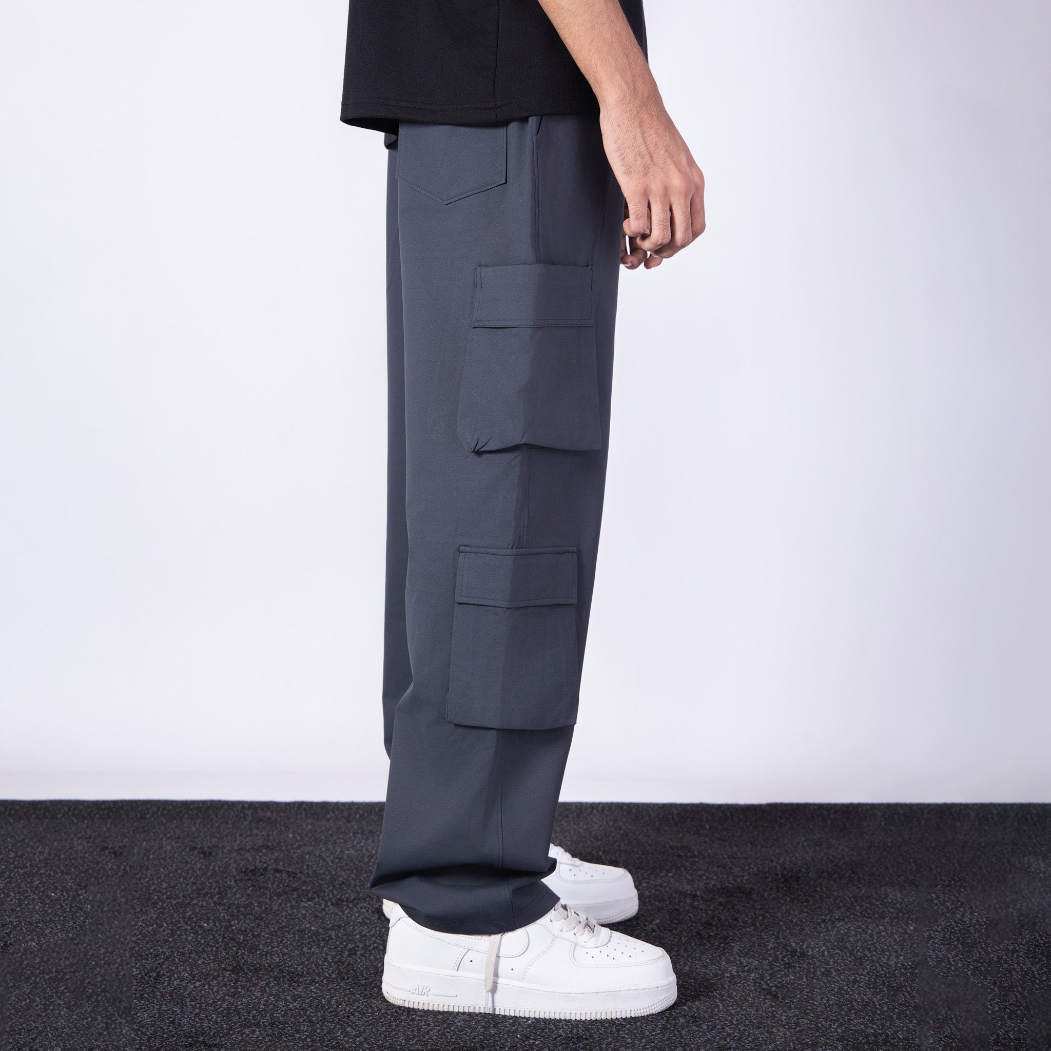 CHARCOAL SIDE POCKET STRAIGHT FIT CARGO SWEATPANT - Hophead