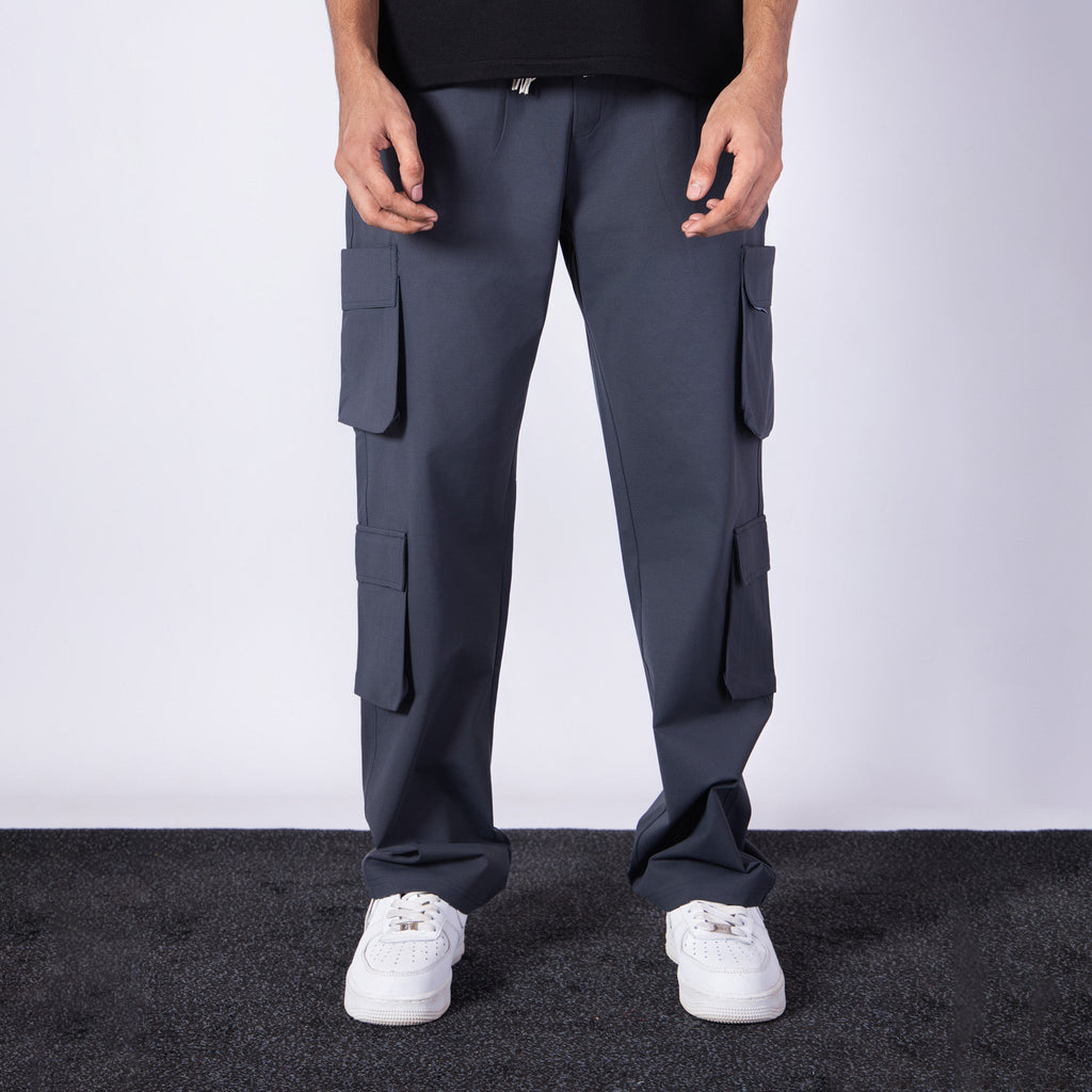 CHARCOAL SIDE POCKET STRAIGHT FIT CARGO SWEATPANT - Hophead