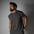 CHARCOAL SLEEVELESS RAW EDGE TSHIRT