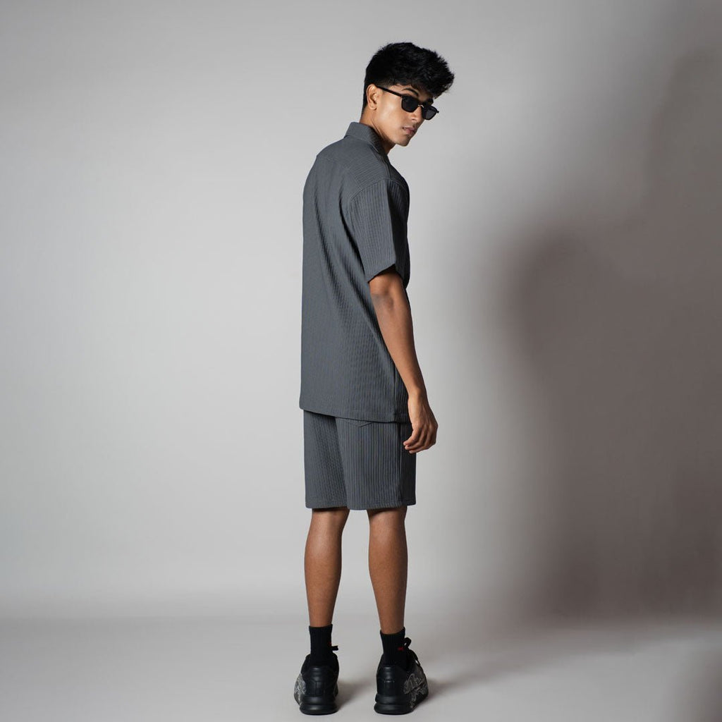 CHARCOAL STRIPPED TEXTURED CO - ORD SET - Hophead