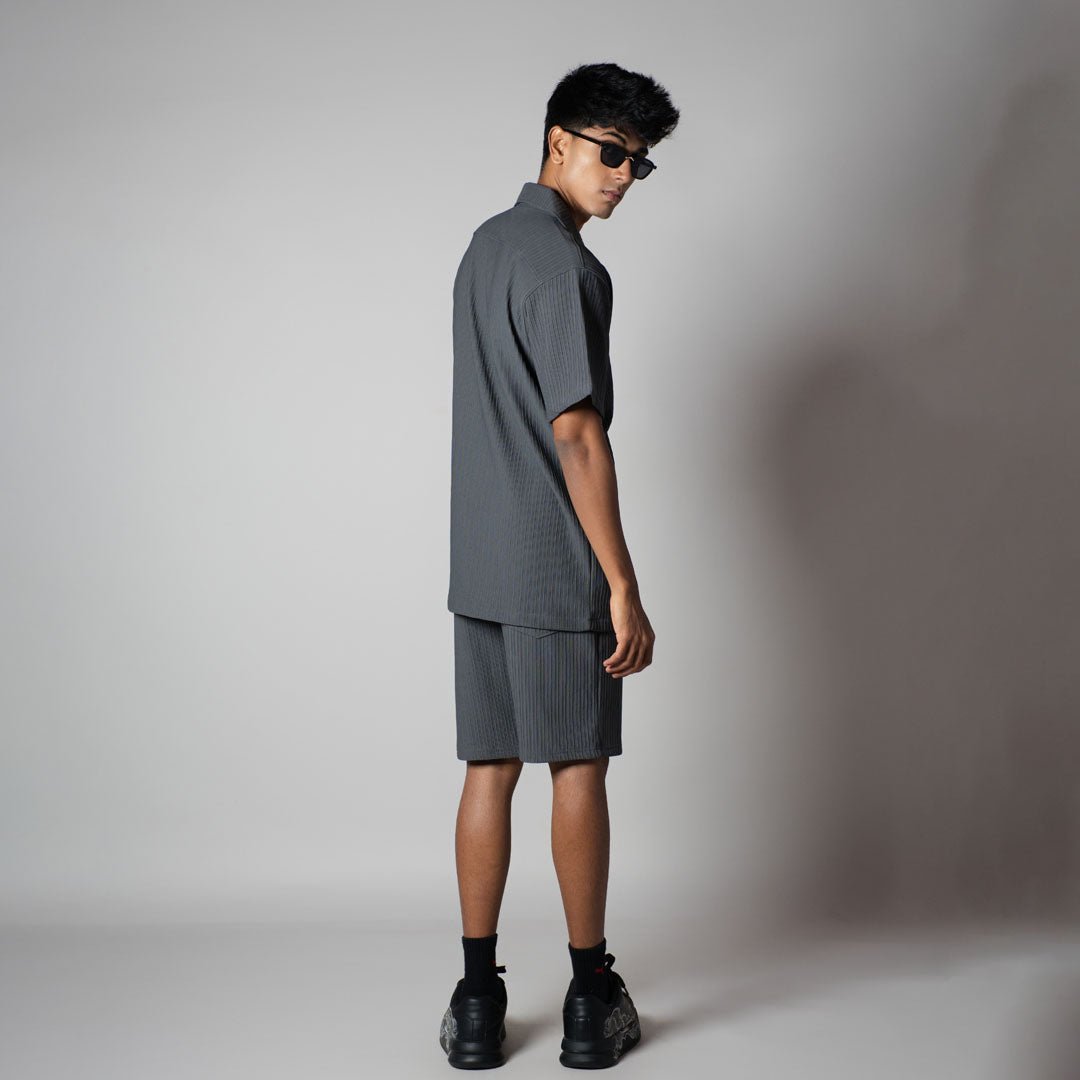 CHARCOAL STRIPPED TEXTURED CO - ORD SET - Hophead