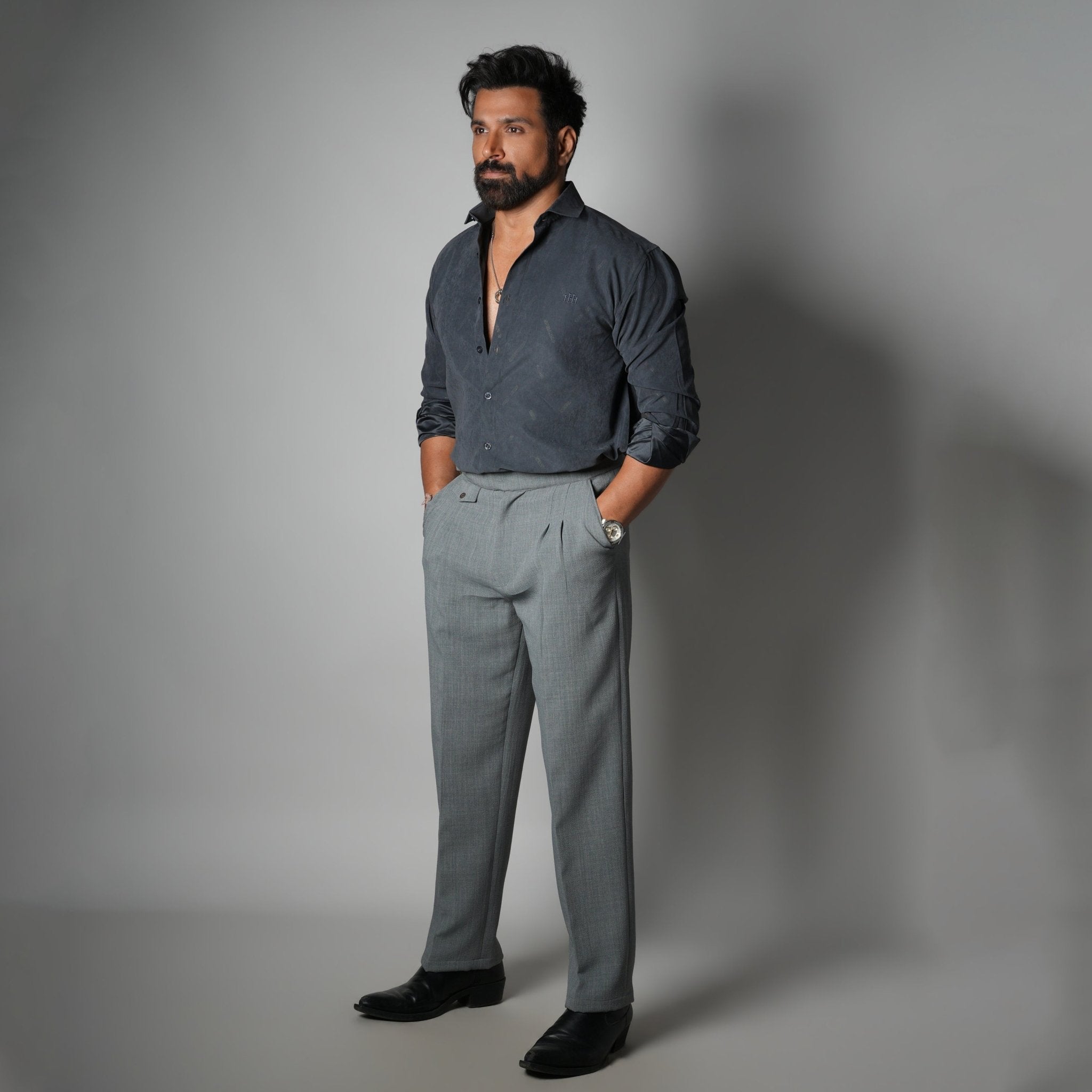 CHARCOAL SUEDE LASER LUXE SHIRT - Hophead