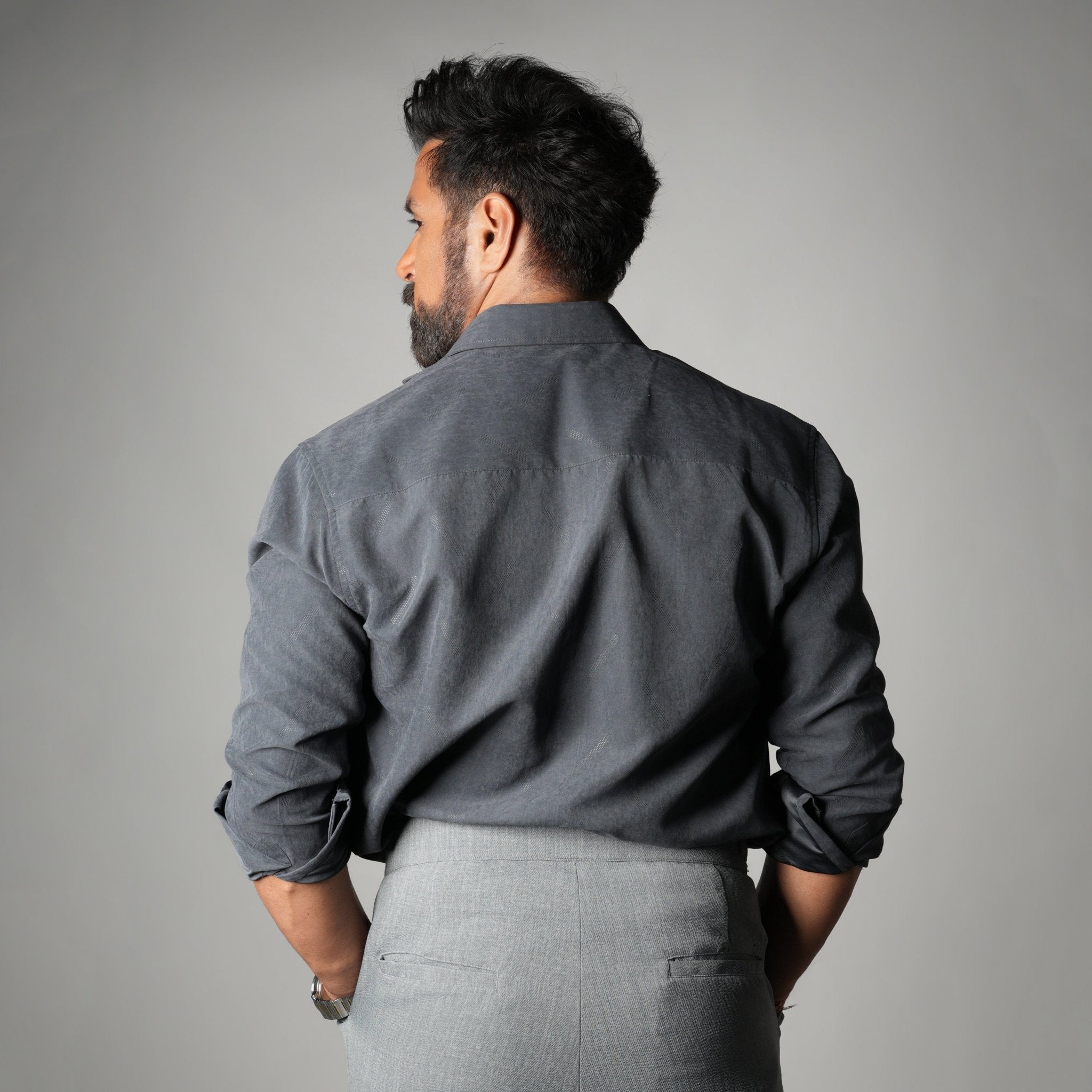 CHARCOAL SUEDE LASER LUXE SHIRT - Hophead