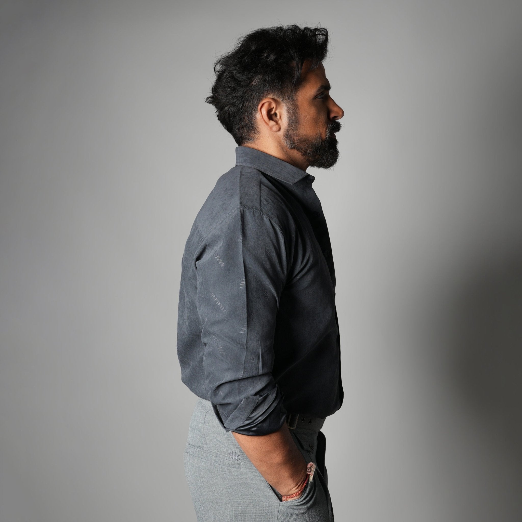 CHARCOAL SUEDE LASER LUXE SHIRT - Hophead