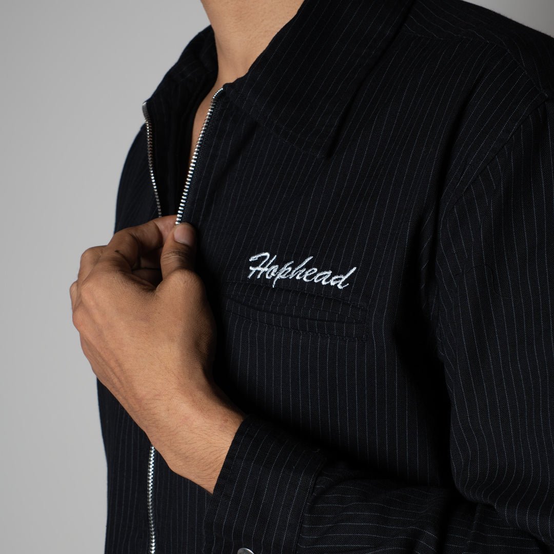 CHARCOAL VERTICAL STRIPED ZIPPER JACKET - Hophead