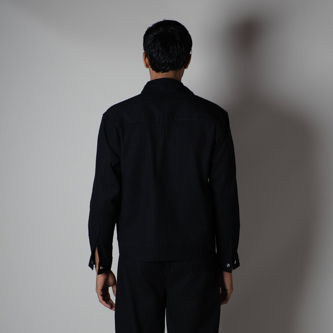 CHARCOAL VERTICAL STRIPED ZIPPER JACKET - Hophead