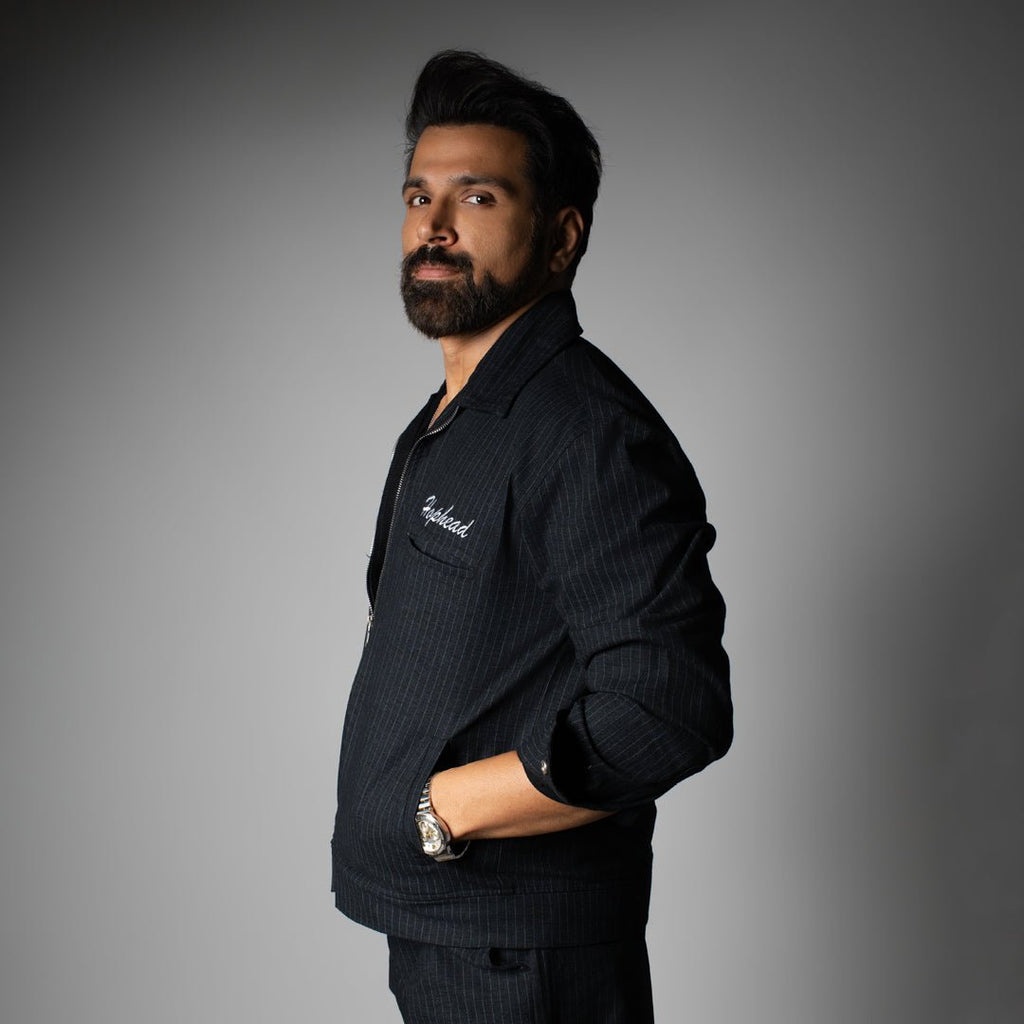 Charcoal V.T Striped zipper jacket - Hophead