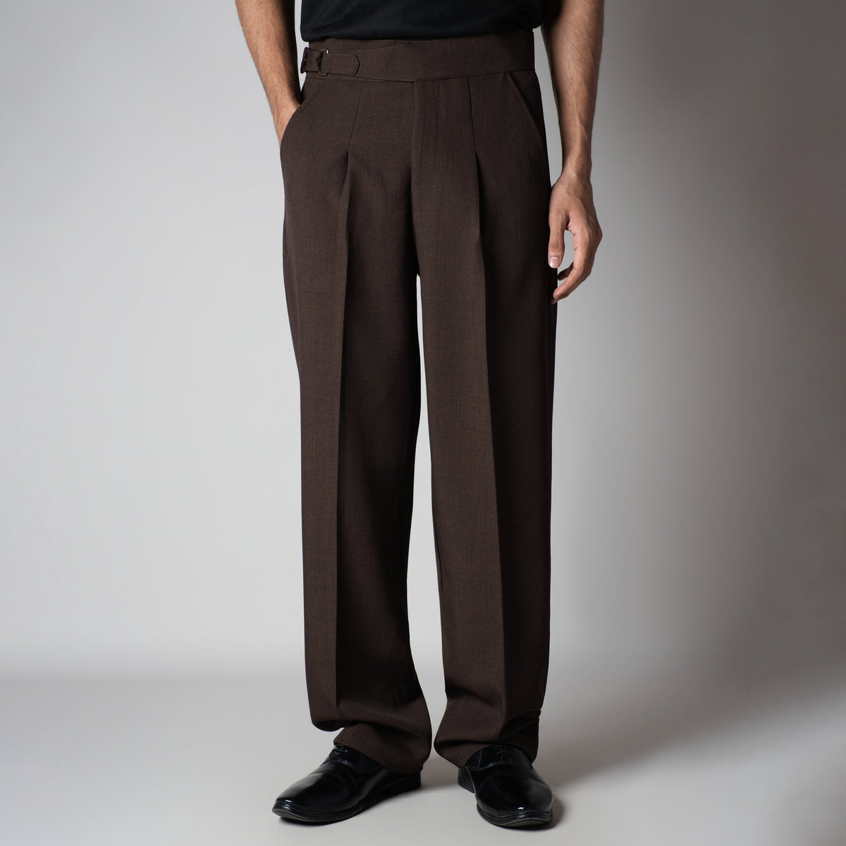CHOCOLATE D-RING ITALIAN STYLE TROUSER - Hophead