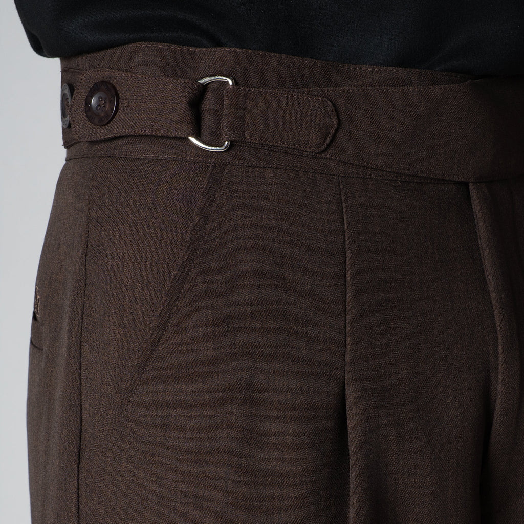 CHOCOLATE D-RING ITALIAN STYLE TROUSER - Hophead