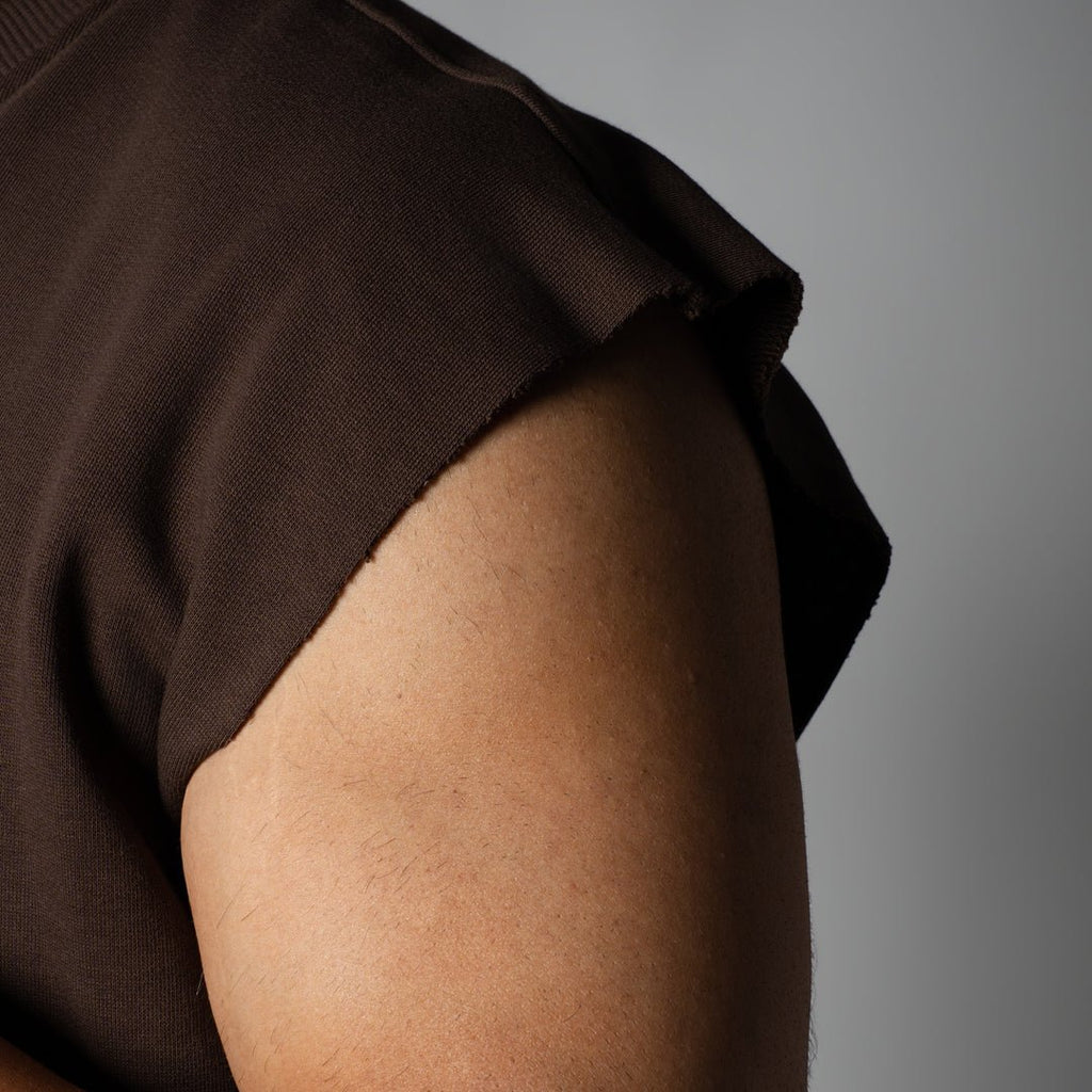 COFFEE SLEEVELESS RAW EDGE TSHIRT - Hophead