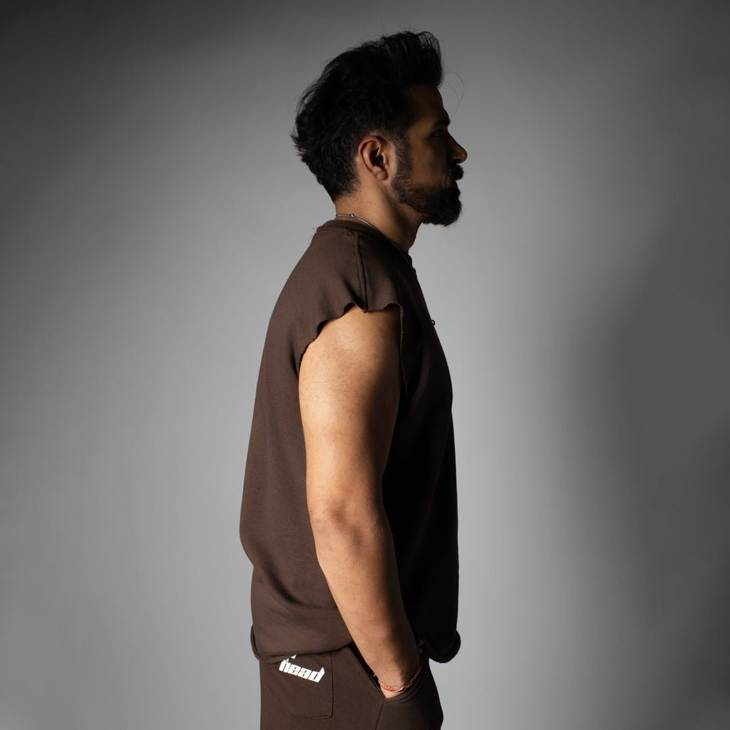 COFFEE SLEEVELESS RAW EDGE TSHIRT - Hophead