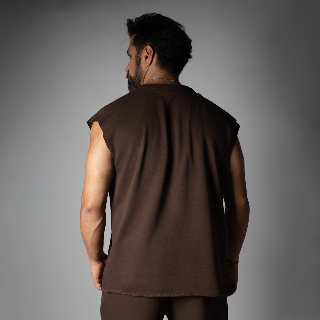 COFFEE SLEEVELESS RAW EDGE TSHIRT - Hophead